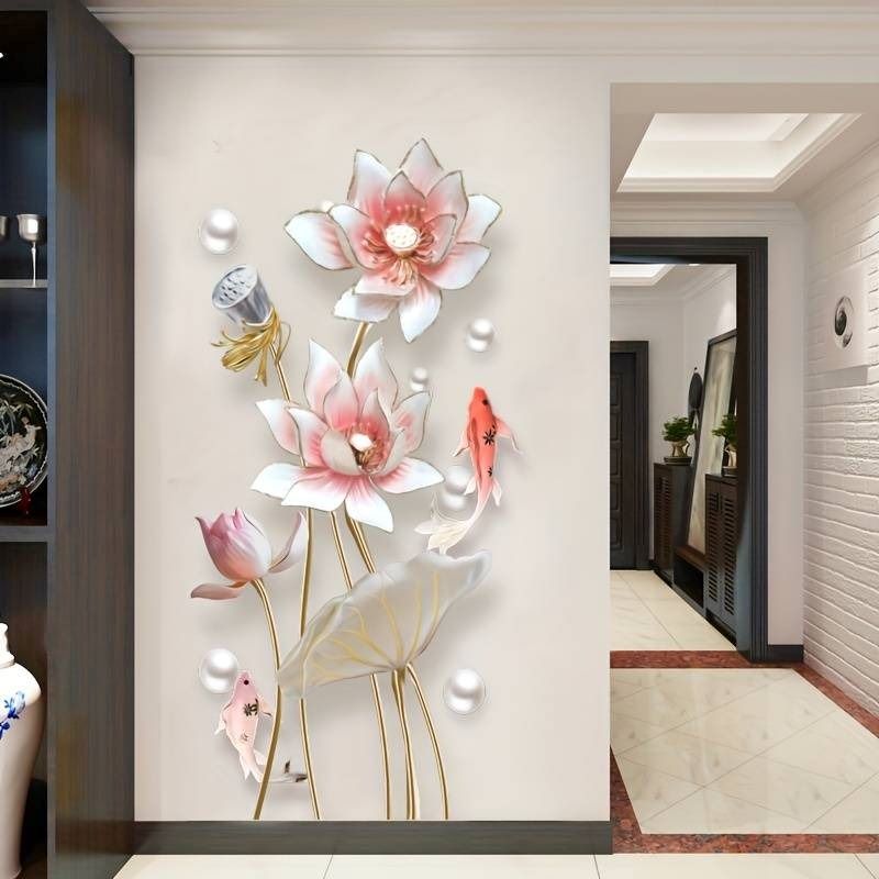 Üç Boyutlu Lotus Kolon Duvar Süsleme