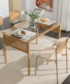 Rattan Camlı Masa Sandalye Takımı