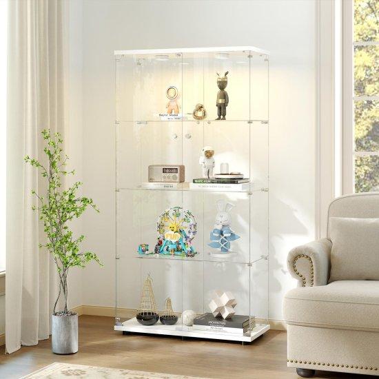 Beyaz Camlı 4 Katlı Koleksiyon Dolabı 50x160 cm
