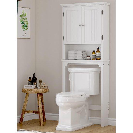 Beyaz Renkli Ayarlanabilir Raflı Klozet Üstü Banyo Dolabı