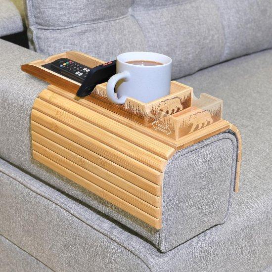 Doğal Bambu Koltuk Kolu Sehpası 40x20 cm