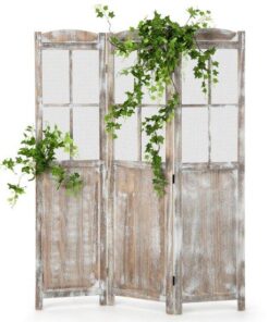 Doğal Eskitme Desenli 3 Panelli Endüstriyel Ahşap Seperatör 180 cm