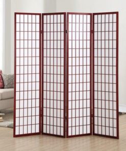 Kiraz Çerçeveli Japon Tarzı 4 Panelli Ahşap Seperatör 180 cm