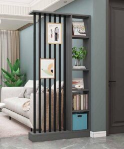 Modern Antrasit Gri Ahşap Seperatör 100 cm Genişliğinde Çok Fonksiyonlu Raf Bölücü