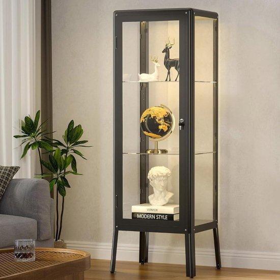 Modern Antrasit Gri Camlı Depolama Ünitesi 160 cm