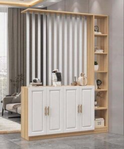 Modern Beyaz ve Ahşap Tonlu 200 cm Yüksekliğinde Fonksiyonel Oda Bölücü