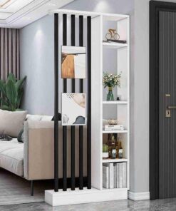 Modern Beyaz ve Siyah Çizgili Ahşap Seperatör 80 cm