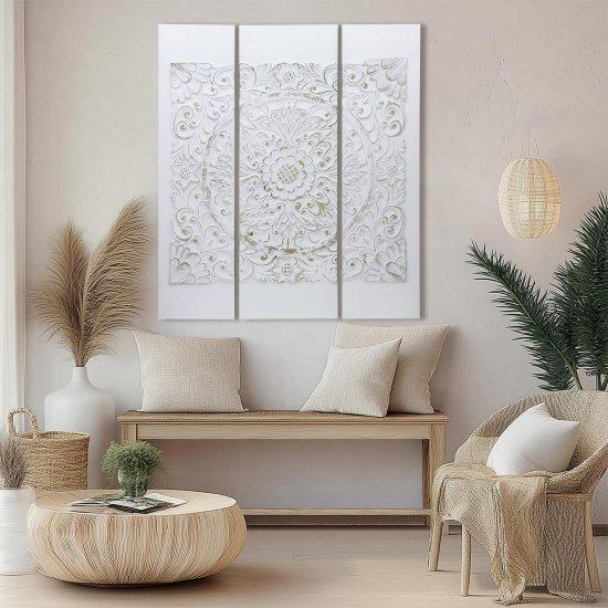 Modern Desenli 3 Parçalı 90x120 cm Beyaz Duvar Süsü