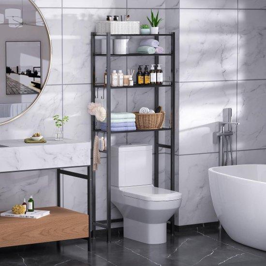 Modern Siyah Banyo Düzenleyici Klozet Üstü Depolama Rafı