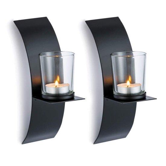 Modern Siyah Metal 20 cm Koridor Duvar Mumluk Seti