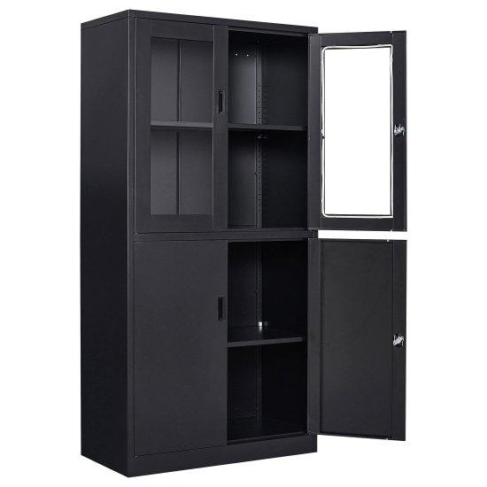 Modern Siyah Metal 4 Kapaklı Depolama Büfesi 180 cm