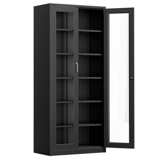 Siyah Camlı Büfe 180 cm